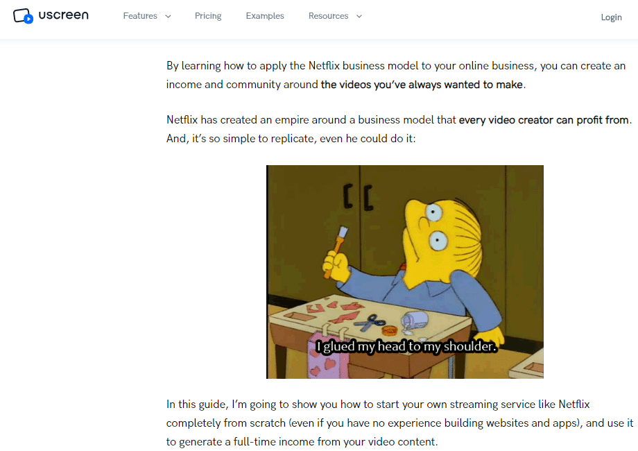 uscreen example of conversational writing style