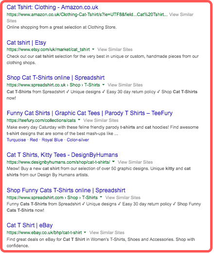 cat t shirt blue Links on SERPs