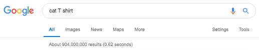 Cat T shirt on Google SERPs