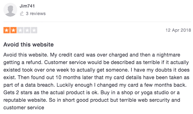 Customer Review on Trustpilot