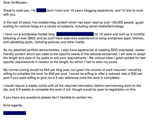 sample freelance job pitch