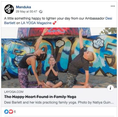 Manduka Post on Facebook
