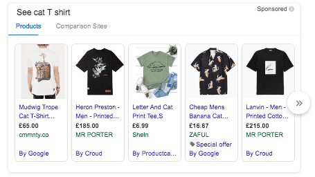 t shirt google SERP Features
