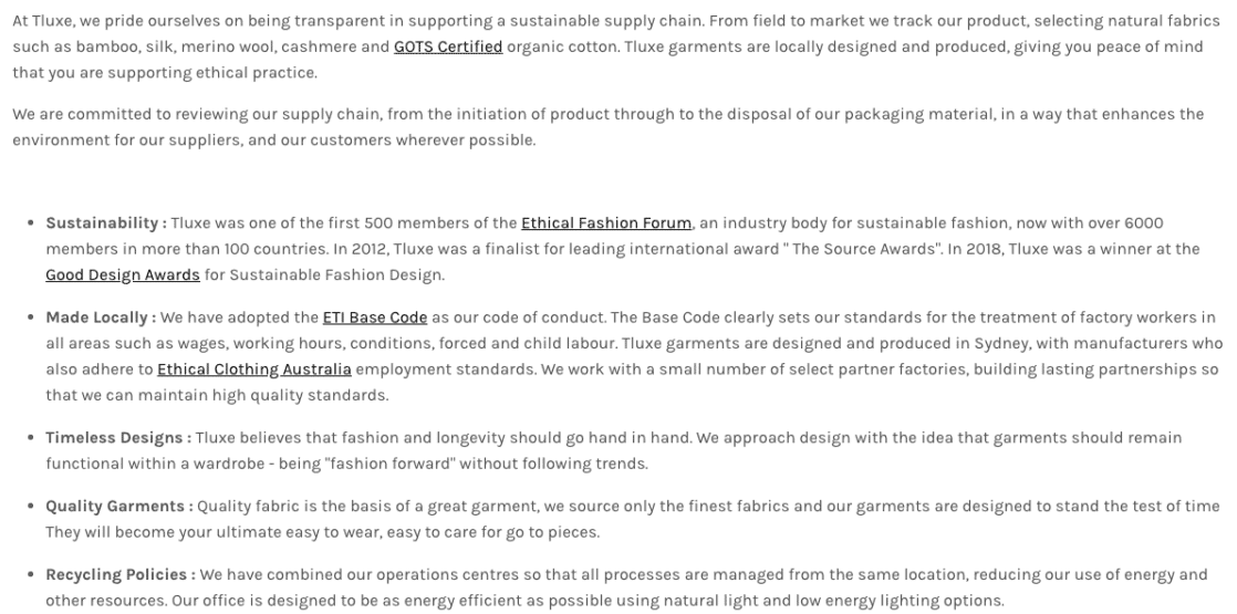 Tluxe Ethical Trading Policy