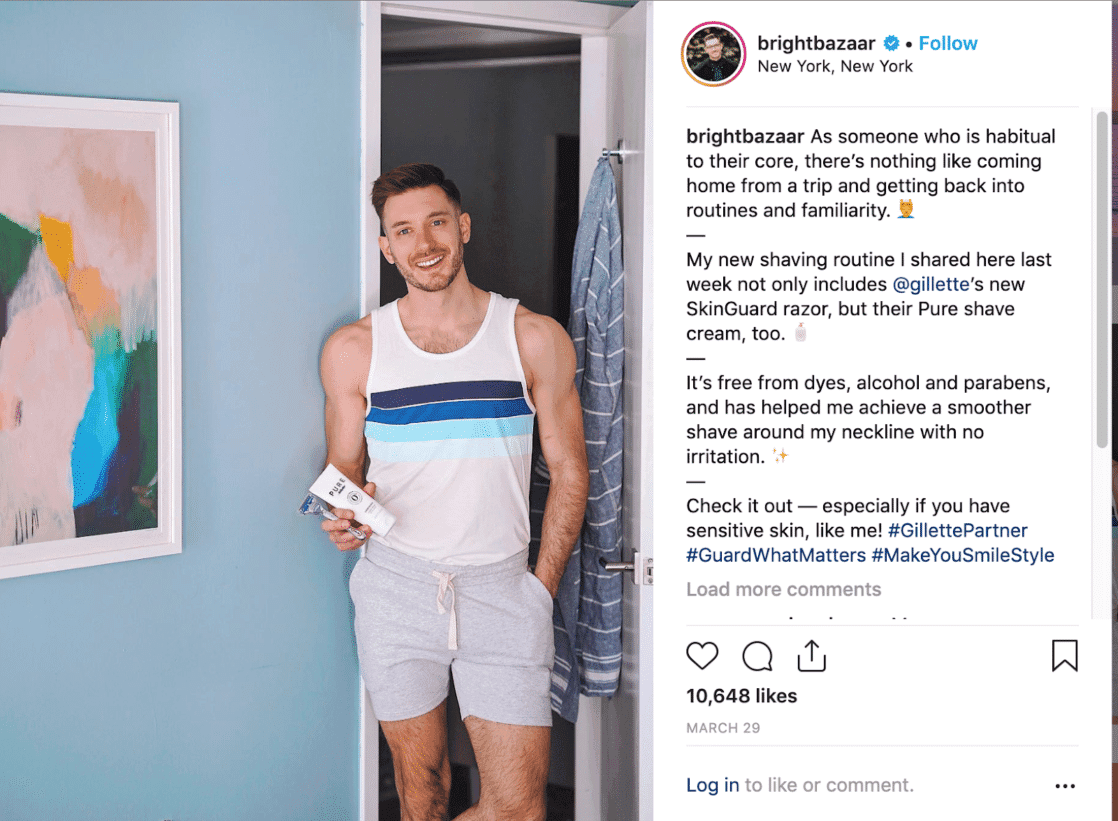 bright bazaar promoting Gillette