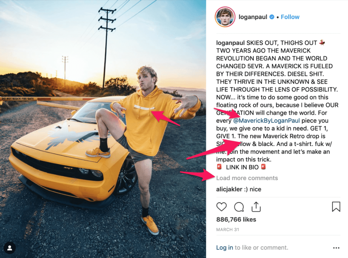 logan paul post promoting ecommerce store