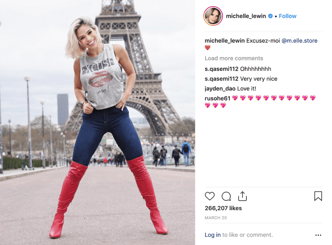 michelle lewin instagram post in london