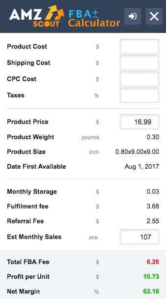 AMZScout FBA Calculator