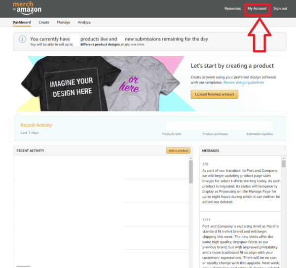 my account - merch by amazon