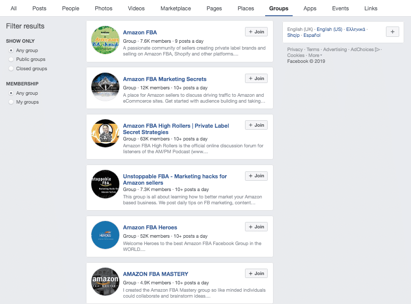 Amazon FBA Groups on Facebook