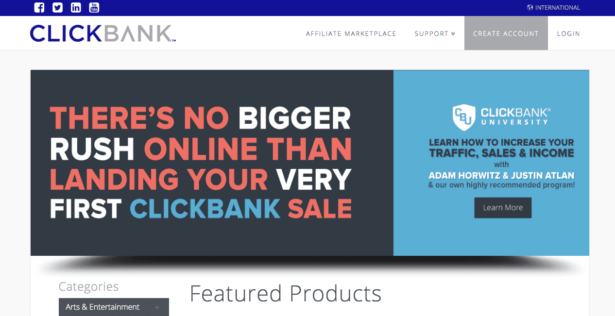 Clickbank Homepage