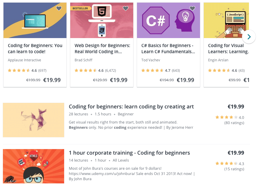 Udemy Coding for Beginners Courses