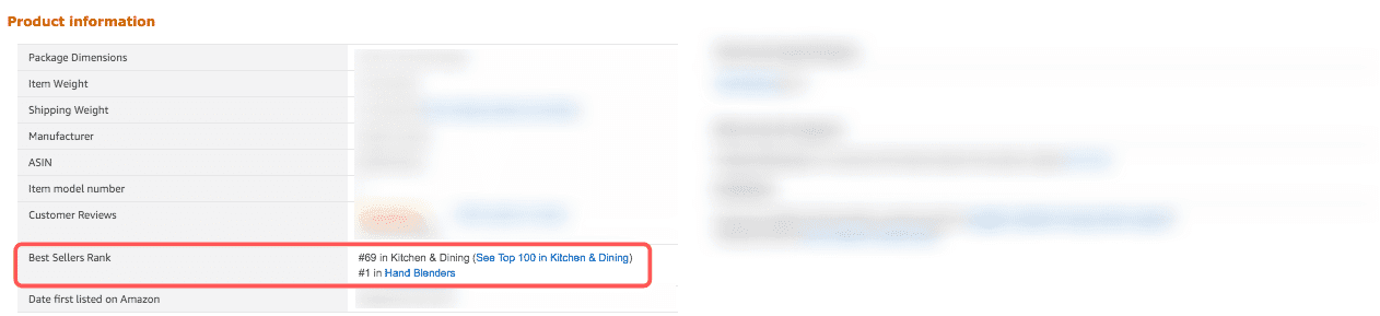 Best Seller Rank BSR Example