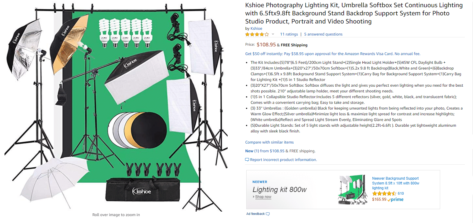 Lighting kit for photography
