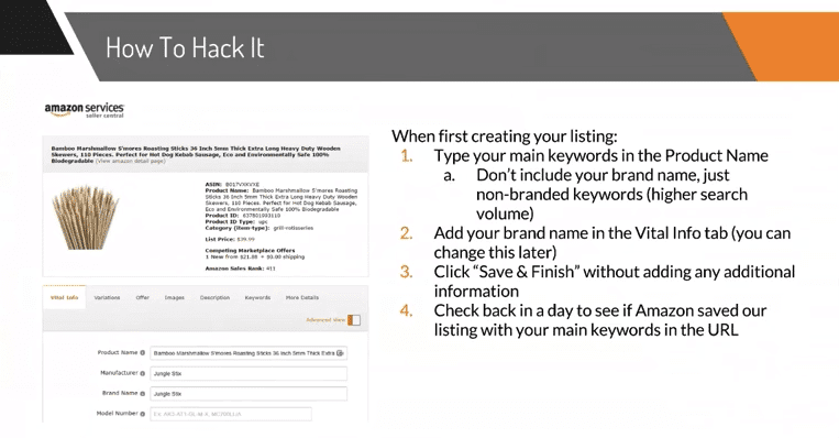 keyword in product listing