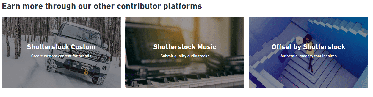 shutterstock other platforms to make money