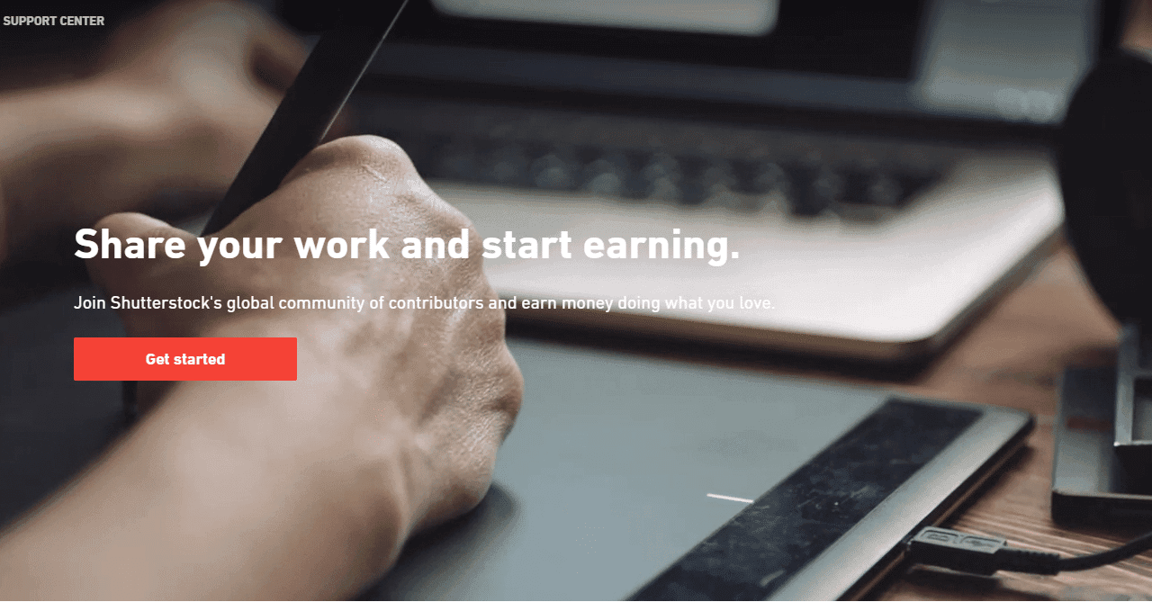 shutterstock start selling homepage