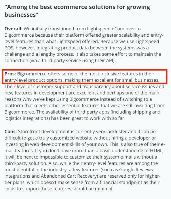 BigCommerce Capterra Review