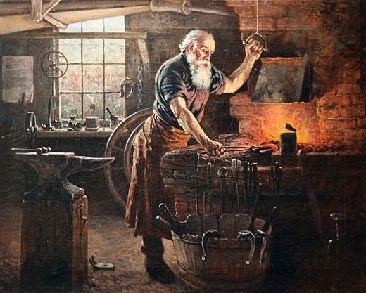 Photo of a blacksmith crafting