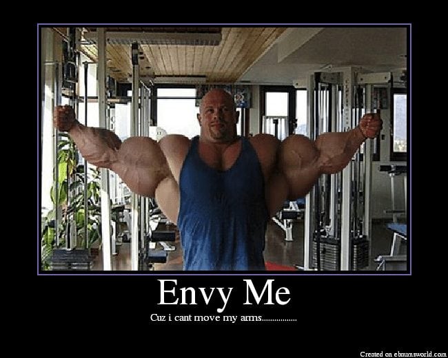 Image of a bodybuilder with Envy Me text