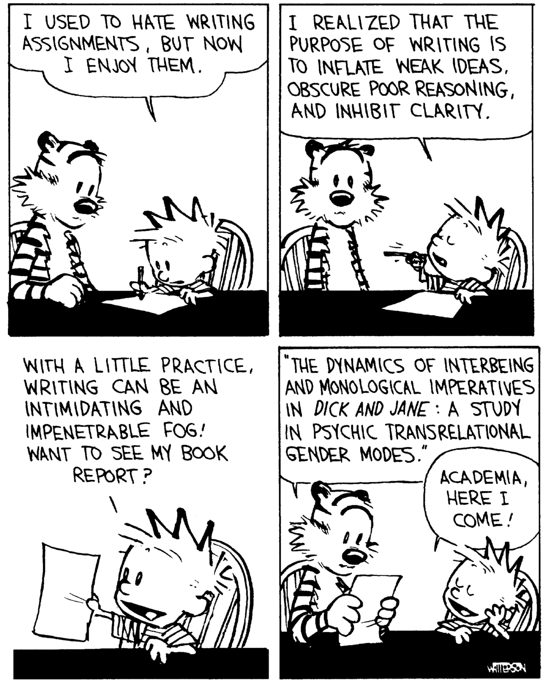 Calvin and Hobbs Writing