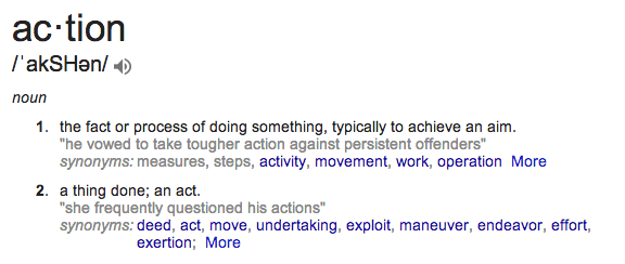 screenshot of definition of Action