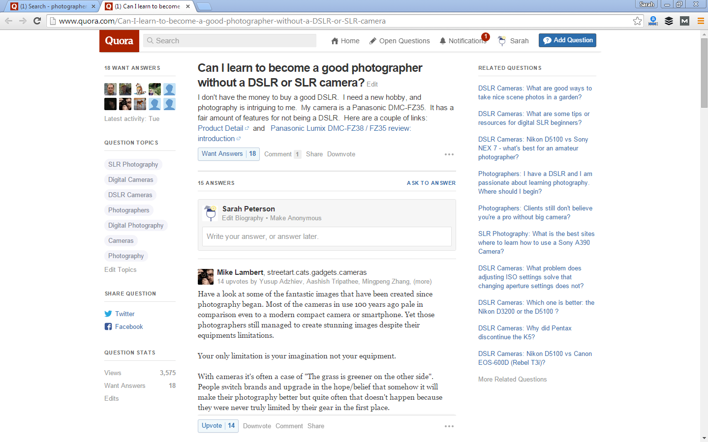 answering questions in Quora