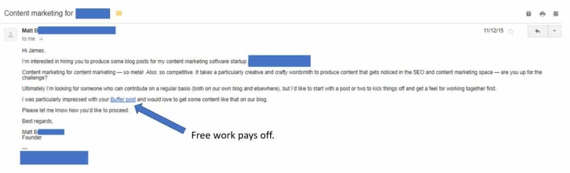Freelance Writing Paid Job Result Example