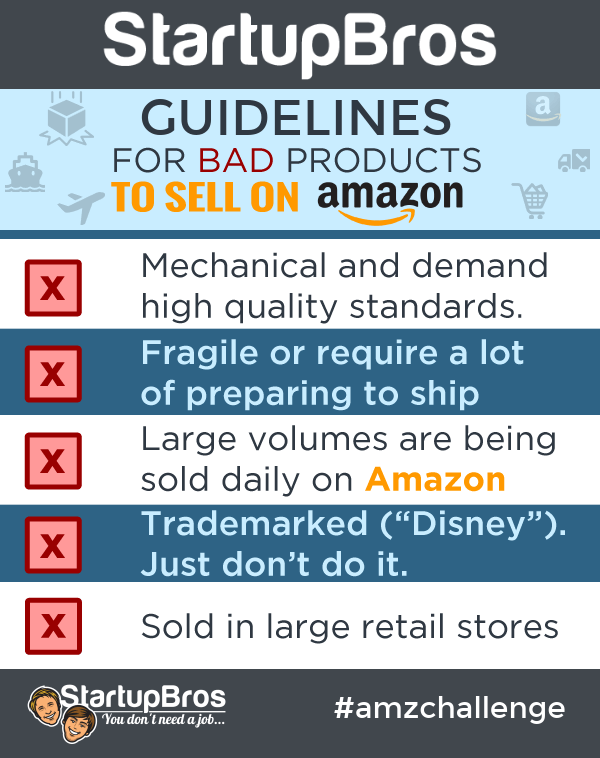 The StartupBros Guidlines for Bad Products to Avoid Selling on Amazon