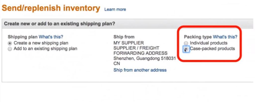 Creating Amazon FBA Shipping Plan - Declaring Type of Packaging