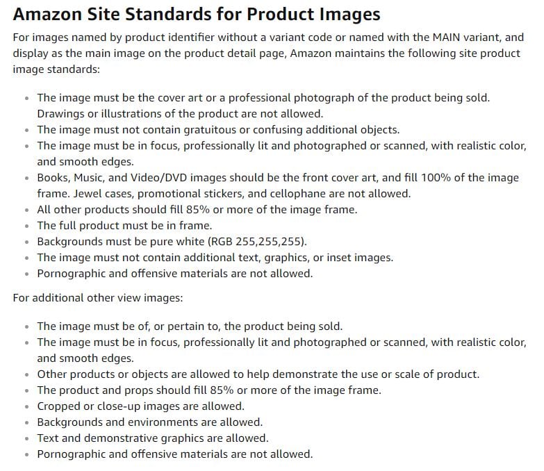 Amazon site standards