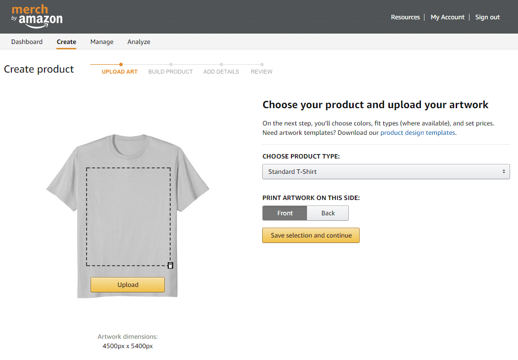 Creating a design on merch by amazon