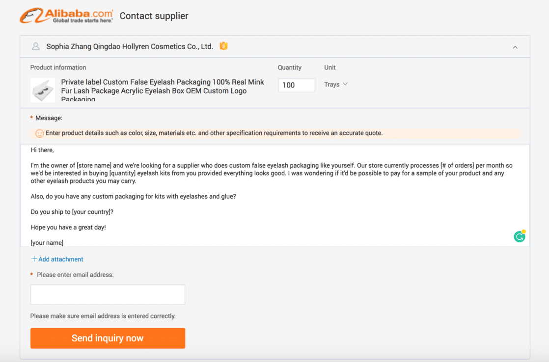 Buying from Alibaba - First Message to Supplier