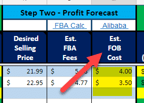 FOB Cost Product Research Workbook Profitability