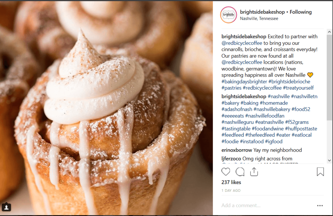 Great example of images for instagram from brights bake shop