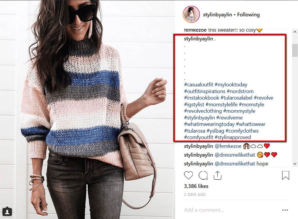 How to add multiple hashtags on an instagram image without looking spammy