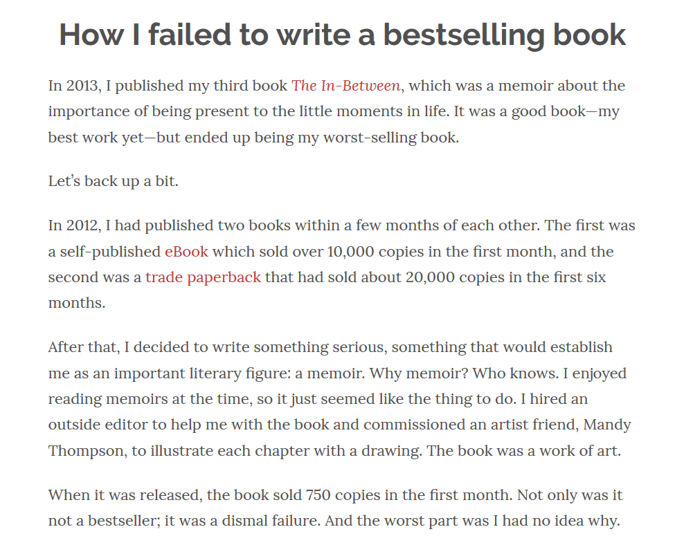 Jeff Goins writes about failing his way to writing a best seller