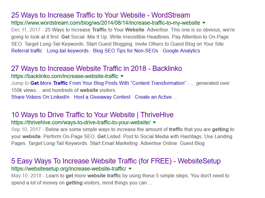 Top Google Search Results for a given Keyword
