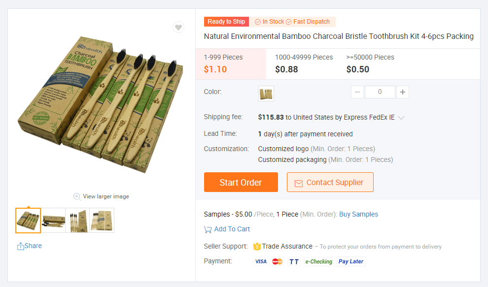 Alibaba Wholesale Bamboo Tooth Brush