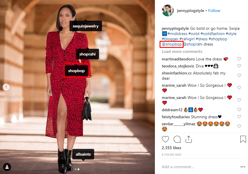 Using an infliencer to model clothes that you're selling on Instagram