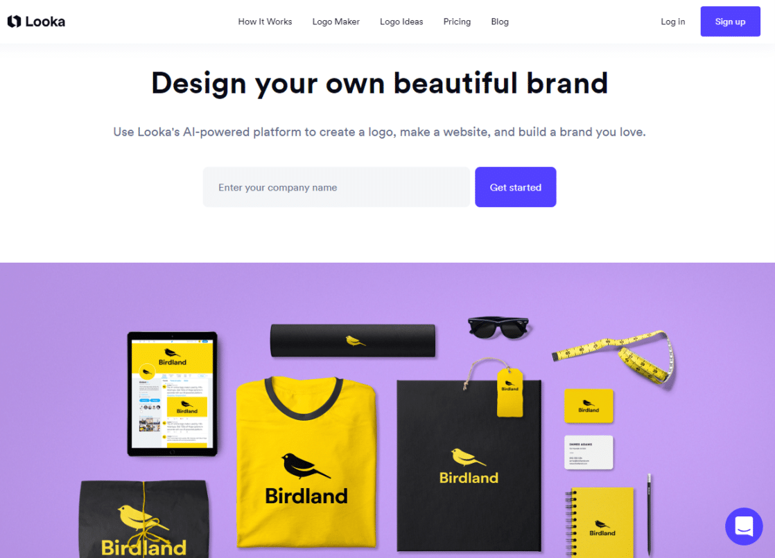 step 1 - Looka Logo Maker and Branding Homepage