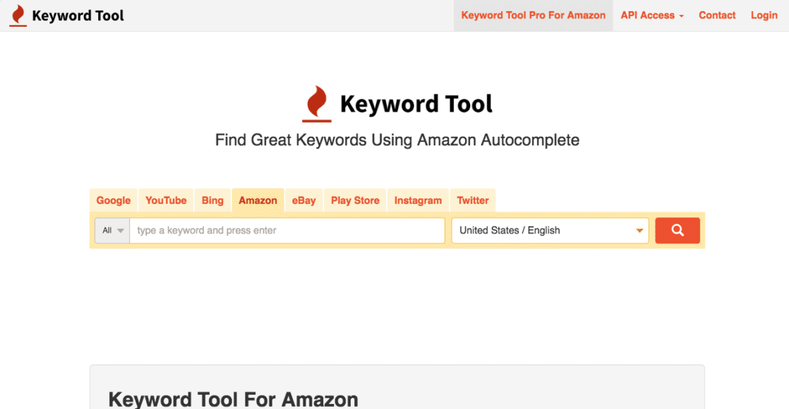 Amazon Keyword Tool Home Page