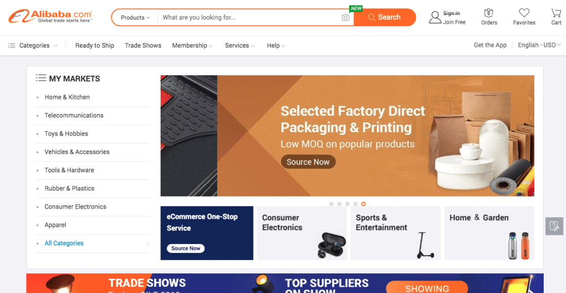 Alibaba Home Page