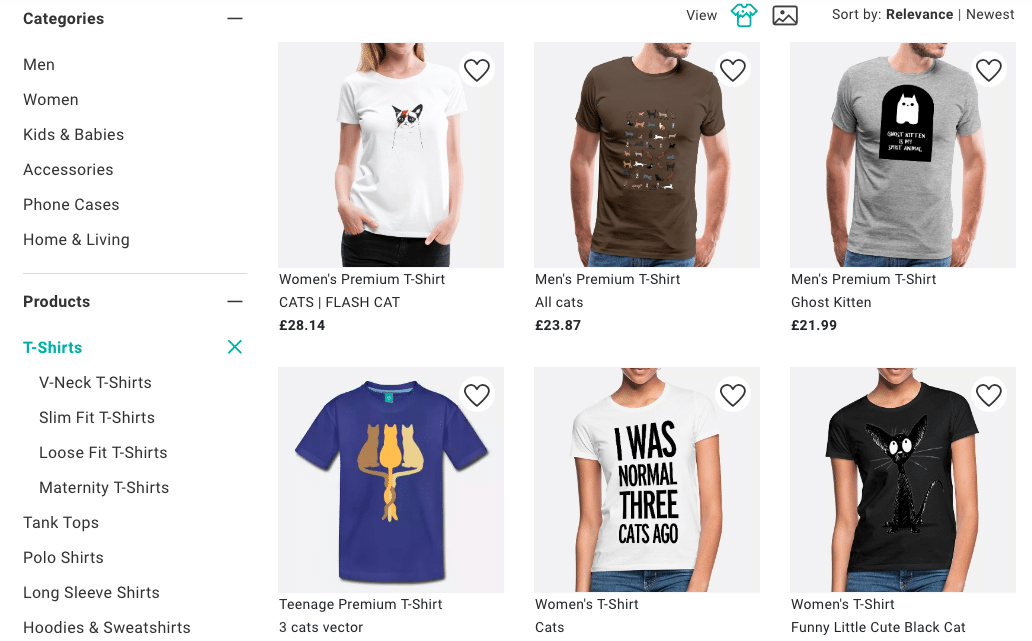 Cat T shirts on Spreadshirt