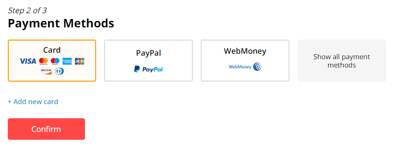 adding payment method to aliexpress order