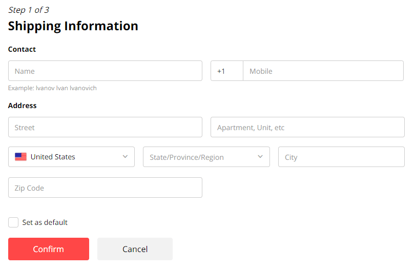 adding shipping information to your order