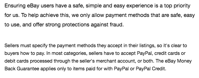 eBay Accepts PayPal as a Payment Method