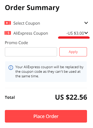 order summary with coupon