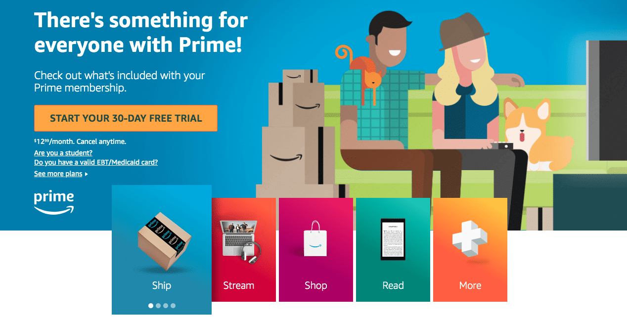 Amazon Prime Homepage