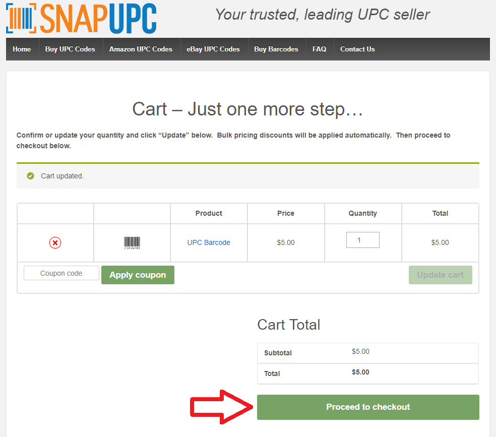 Snap UPC Shopping Cart